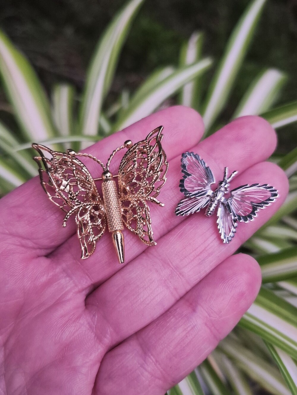 Monet Vintage Butterfly Brooch Pin Lot Of 2 60s - 70s